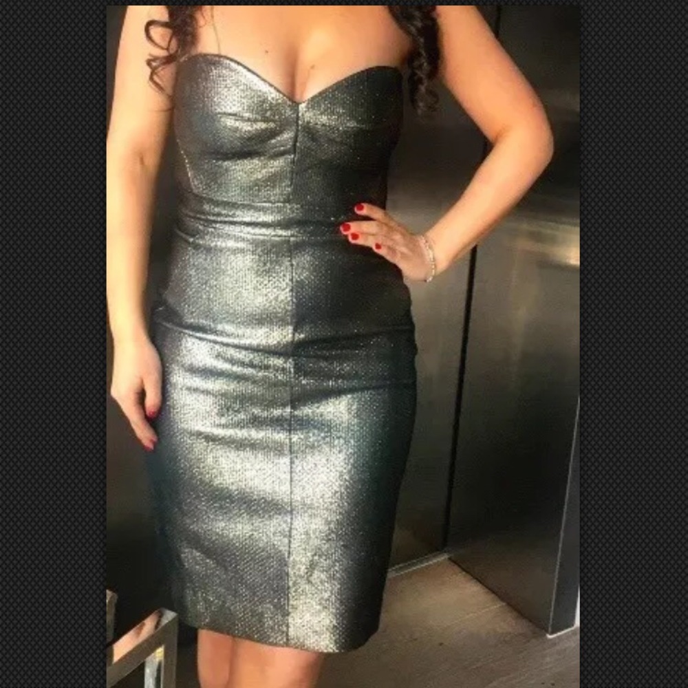 Trina Turk gold strapless dress 4 - Picture 3 of 7